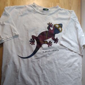 Vintage Gecko Playa Del Carmen Plaid Lizard T-Shirt
